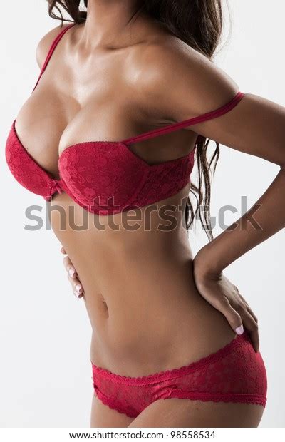 Body Of Sexy Woman In Red Lingerie Side View