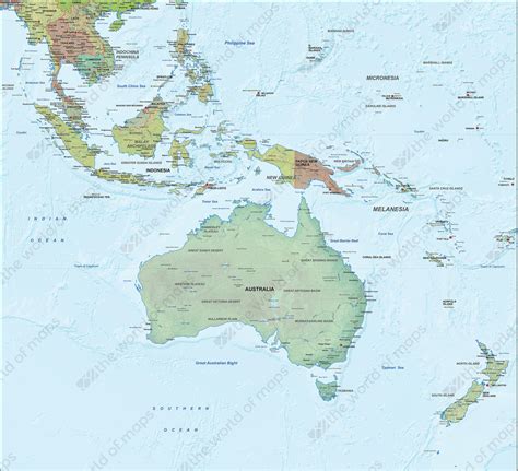 Oceania Physical Map