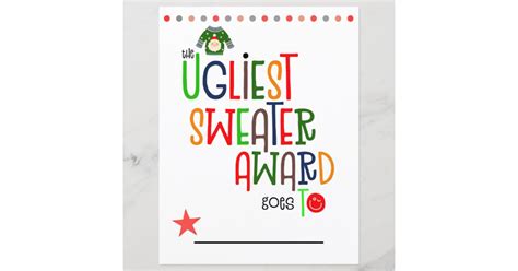Colorful Ugliest Sweater Winner Award Certificate