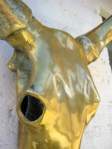 A Large Scale Solid Polished Brass Sculptural Cow Skull C S At Stdibs