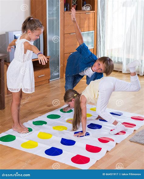 Children Playing Twister At Home Royalty Free Stock Photo