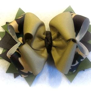Camo Hair Bow Boutique Hair Bows Camouflage Hairbow Army Etsy