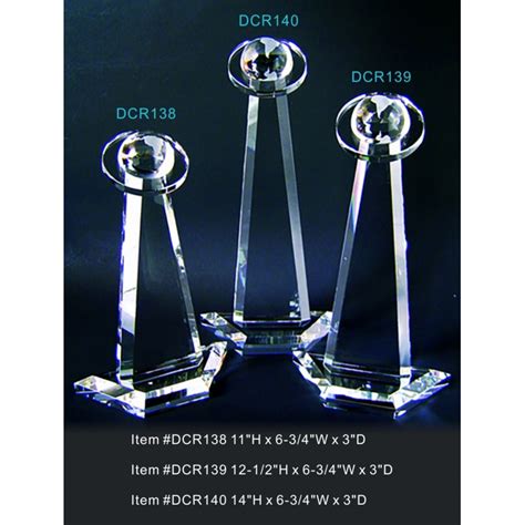Dcr140 Globe Tower Optical Crystal Award Trophy