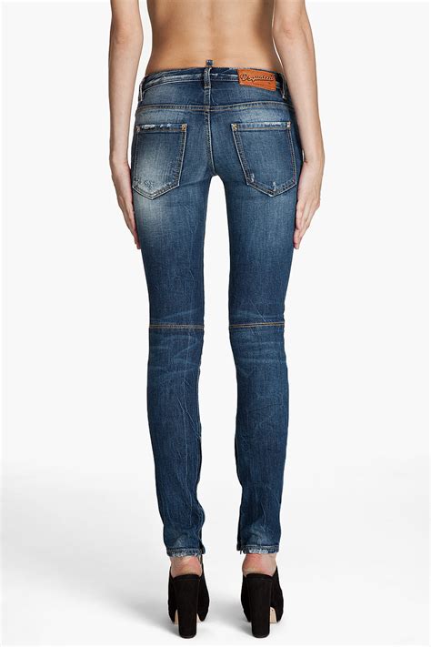 Lyst Dsquared² Super Skinny Low Rise Jeans In Blue