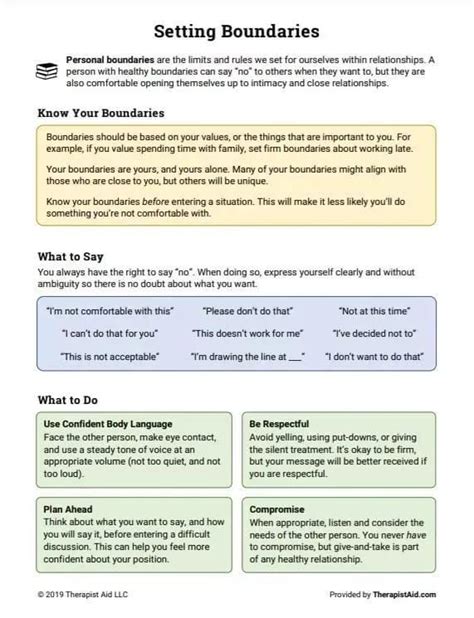 Printable Worksheets For All Types Of Relationships Healthy Boundaries Relationships