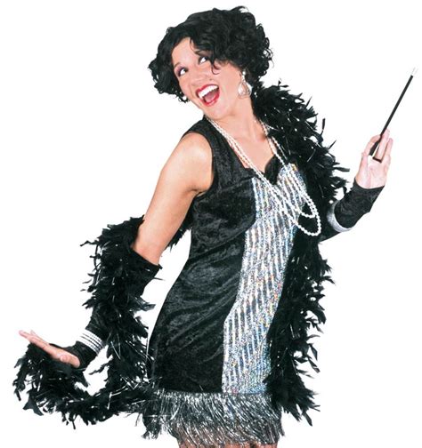 Black Feather Boa With Tinsel Flapper Costumes Flapper Costume Womens Costumes Black Feathers