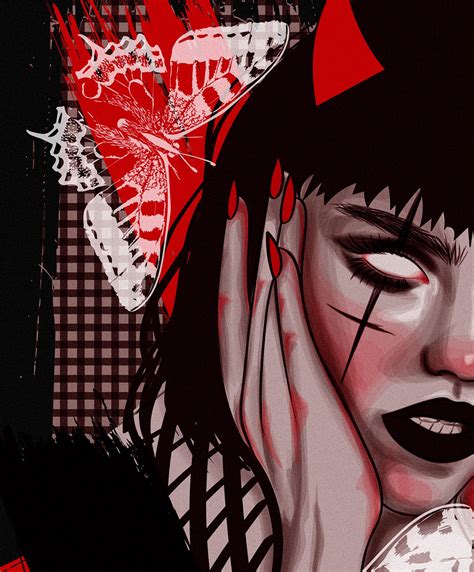 Devil Girl Digital Portrait Demon Girl Art Print Grunge Etsy