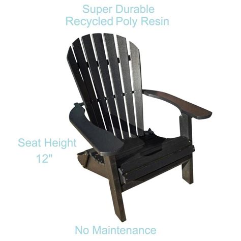 Phat Tommy Black Plastic Frame Stationary Adirondack Chairs With Slat