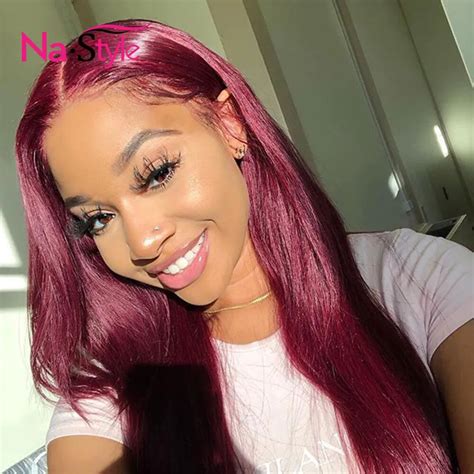 Burgundy Lace Front Wig Colored Lace Front Wigs Human Hair Red Lace Front Human Hair Wigs Pre