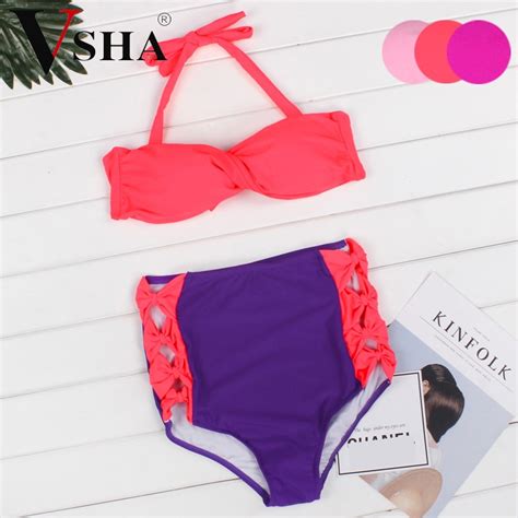 Vsha Colorful Sexy Bikinis Suit Women 3 Color Normal Size High Waist