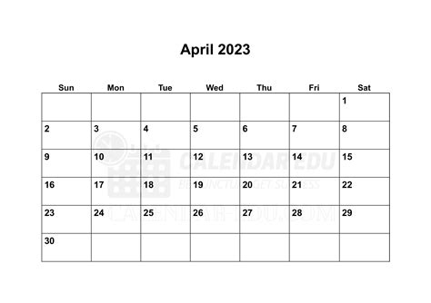April 2023 Word Calendar Template Free 2023 Docs Format
