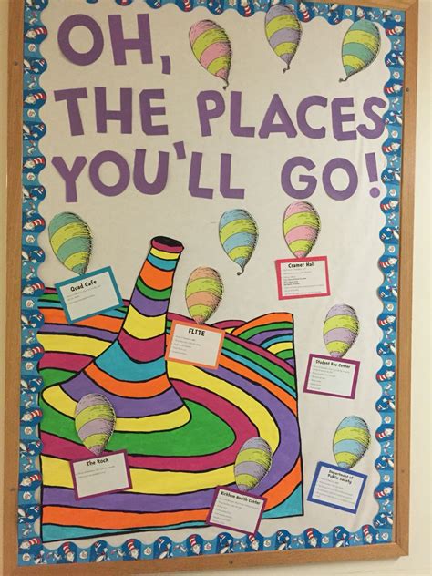 oh the places you ll go on campus dr seuss bulletin board ra bulletin boards pinterest
