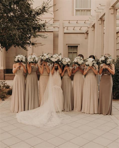 Lia Pickering On Instagram Grey And Nude Colored Bridesmaids Dresses