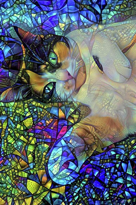 A Calico Cat Named Shadow Stained Glass Digital Art By Peggy Collins Fine Art America