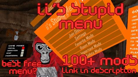 Best Free Mod Menu For Gorilla Tag Iis Stupid Menu Youtube