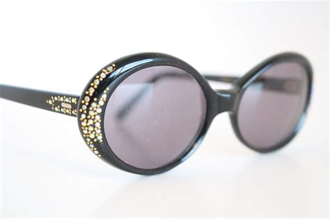 Black Rhinestone Cat Eye Sunglasses Vintage Eyewear Retro Etsy Cat Eye Sunglasses Vintage