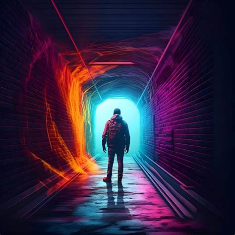 Premium Ai Image 3d Illustration Of A Man Walking Through A Tunnel