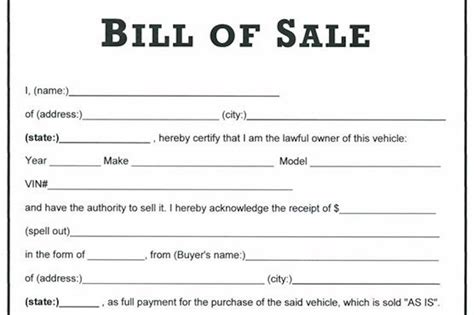 How To Write A Bill Of Sale For A Trailer Blank Vehicle Bill Of Sale