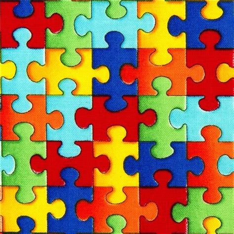 Designer Fabric With Colourful Jigsaw Puzzle Pieces Usa Fabric By