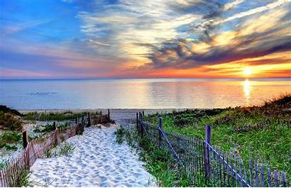 Cod Cape Beach Path Sunset Massachusetts Fence