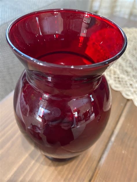 Ruby Red Vintage Glass Vase From 1950s Etsy