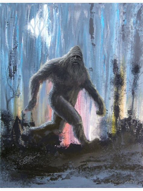 Bigfoot At Twilight Sasquatch Art Sticker By Charles Guthrie