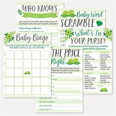 Peas In A Pod Twins Baby Shower Game Set Printables Twins Baby Shower