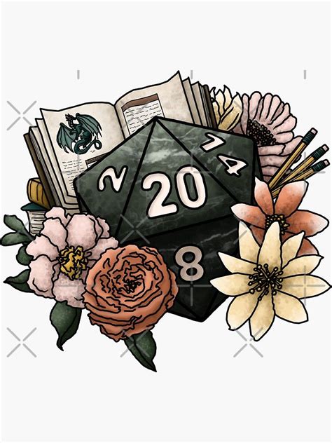 Dungeon Master D20 Tabletop Gaming Dice Sticker By Rebecca Chenier