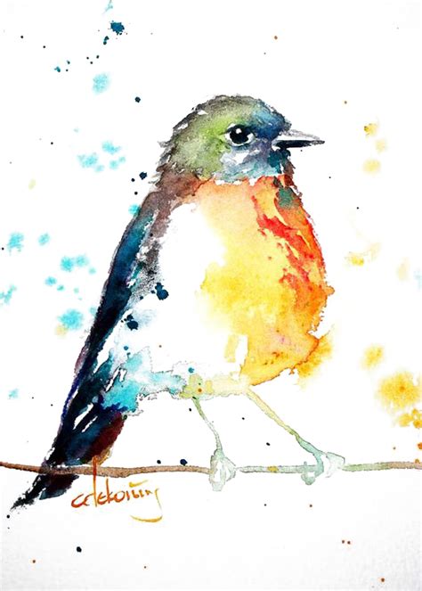 Bird European Robin Watercolor Painting Drawing Birds 564789