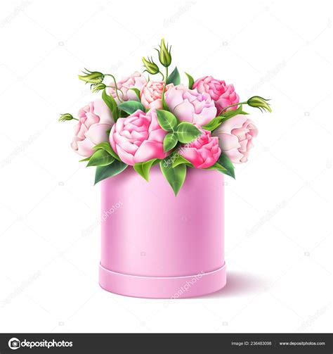 Download Vector rose flower box valentines day realistic — Stock ...