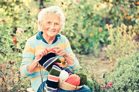 Elderly Woman Knitting Stock Photo Download Image Now Istock
