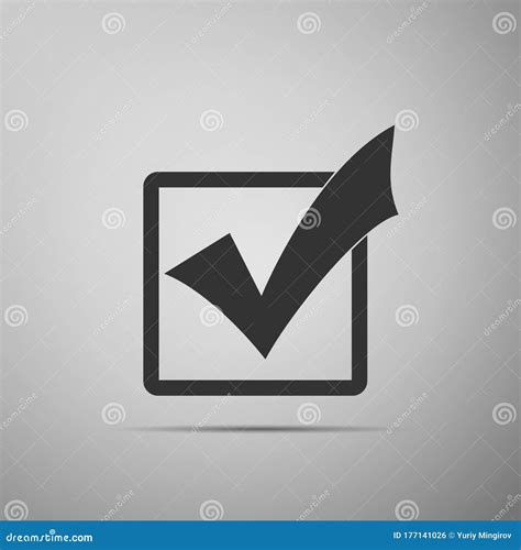 Check Mark In A Box Icon Isolated On Grey Background Tick Symbol