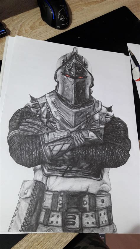 Black Knight Fortnite Drawing 30 X 40 Cm Art Drawings Art Pencil