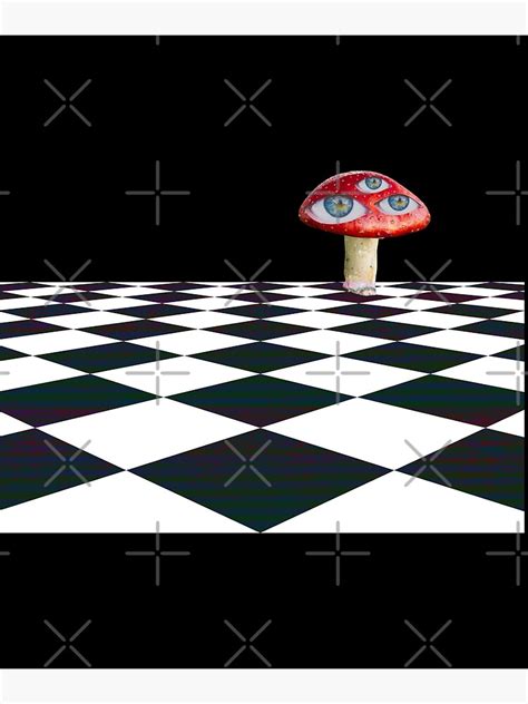 Dreamcore Weirdcore Aesthetics Mushroom Eyes Checker Floor V1 Poster