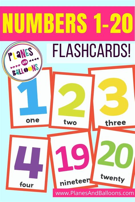Numbers 1 20 Number Flashcards Numbers For Toddlers Numbers In