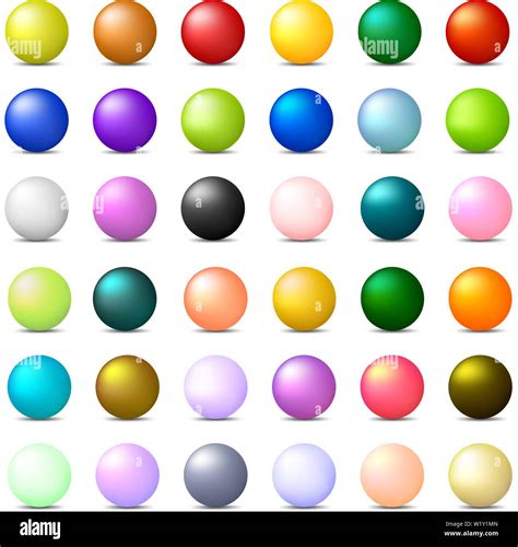 Collection Of 36 Colorful Realistic Spheres Isolated On White