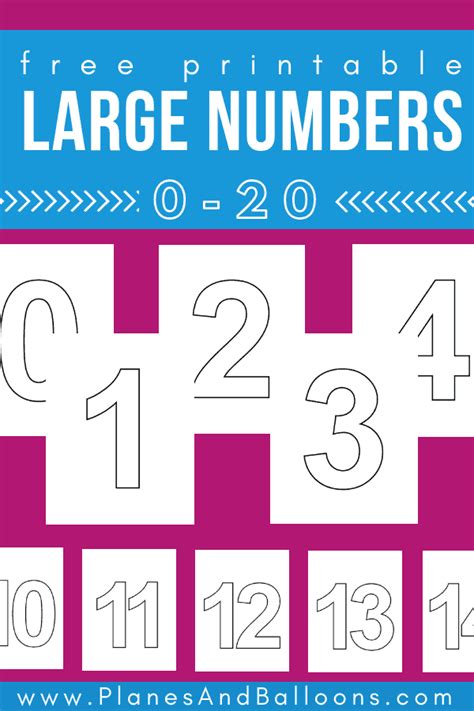Free Large Printable Numbers 1 20 Pdf Learning Numbers Preschool
