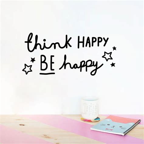Ins Style Diy Wall Sticker Motto Proverbs Think Happy Be Happy