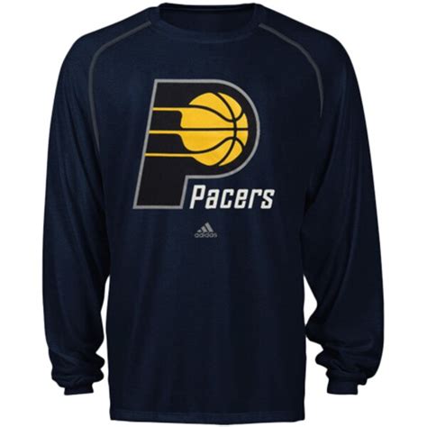 Mens Indiana Pacers Adidas Navy Blue Primary Logo Climalite Long Sleeve