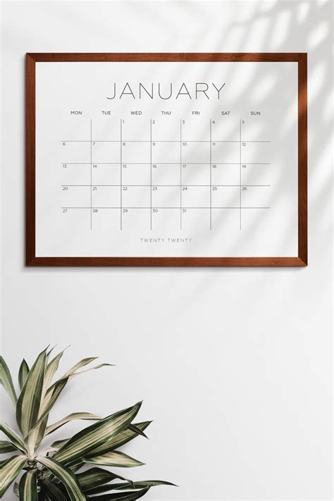 2020 Printable Calendar 2020 Large Wall Calendar 2020 Big Etsy