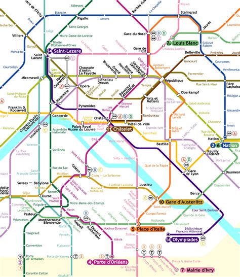 Central Paris Metro Map