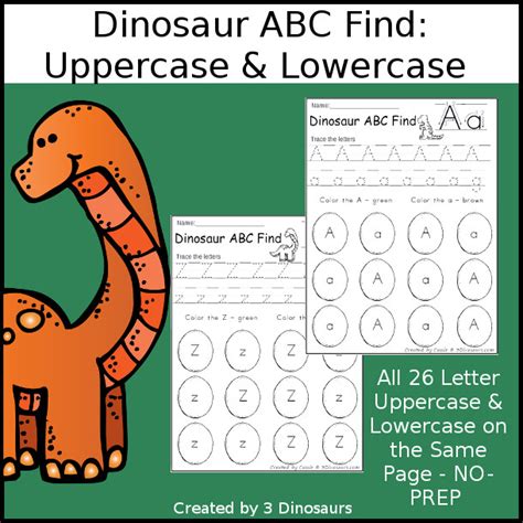 Easy To Use Dinosaur Abc Find And Tracing Center 3 Dinosaurs