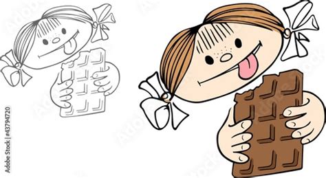 Girl Eating Chocolate And Smiling Buy This Stock Illustration And
