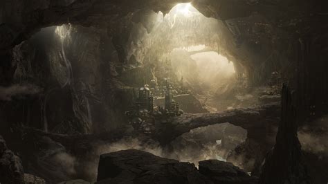 1920x1080 Digital Art Fantasy Art Women Nature Glowing Cave Rock