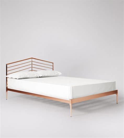 Beauden Art Deco Style Shiny Copper Double Bed Frame Bed Frame