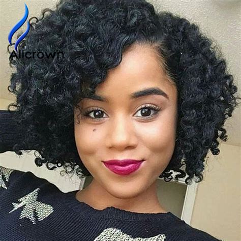 Alicrown Full Lace Human Hair Wigs Short Brazilian Virgin Short Curly Lace Front Wigs Full Lace