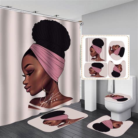 Kt African American Style Afrocentric Shower Curtains Girl Shower Curtains China With Black