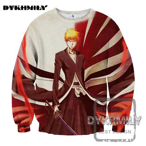 Dykhmily New Fashion Bleach Kurosaki Ichigo Red Stripes 3d Print Hooded