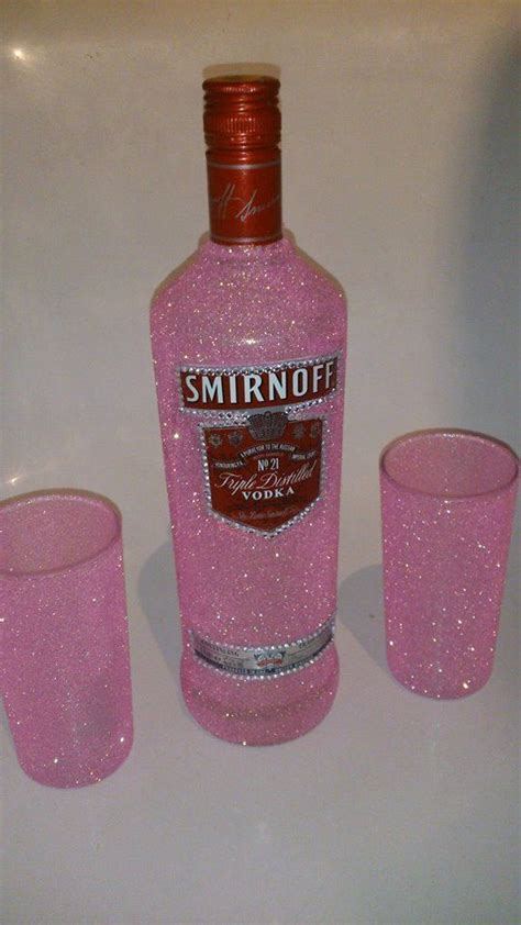 Glitter Glittered Smirnoff Vodka 75cl And 2 Wine Glasses Set Choose Any