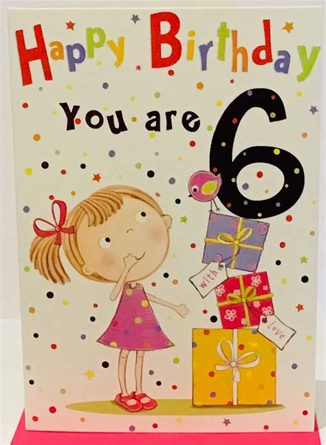 Childrens Birthday Card For Six 6 Year Old Girl Free 1st Class